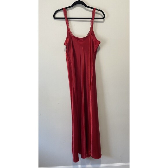 Vintage 90's Victoria's Secret Gold Label Red Silky Long Nightgown Dress Satin L - Picture 3 of 8